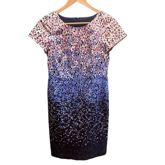 Talbots Women Floral Ombre Cocktail Dress 2P Lined Blue Pink Party Wedding Work - Picture 2 of 14